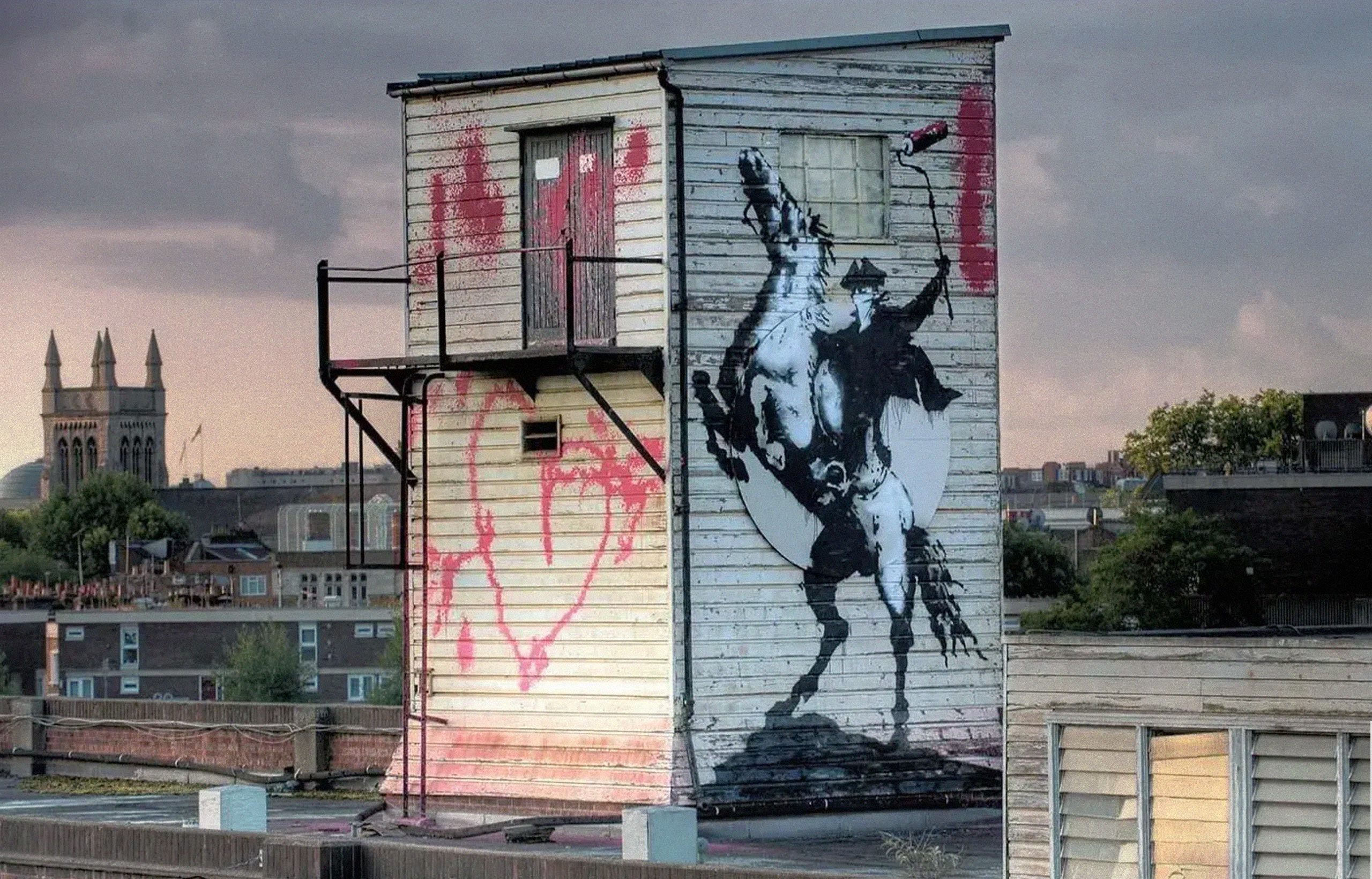 Image of Banksy's 'Highwayman' at Great Western Studios, London