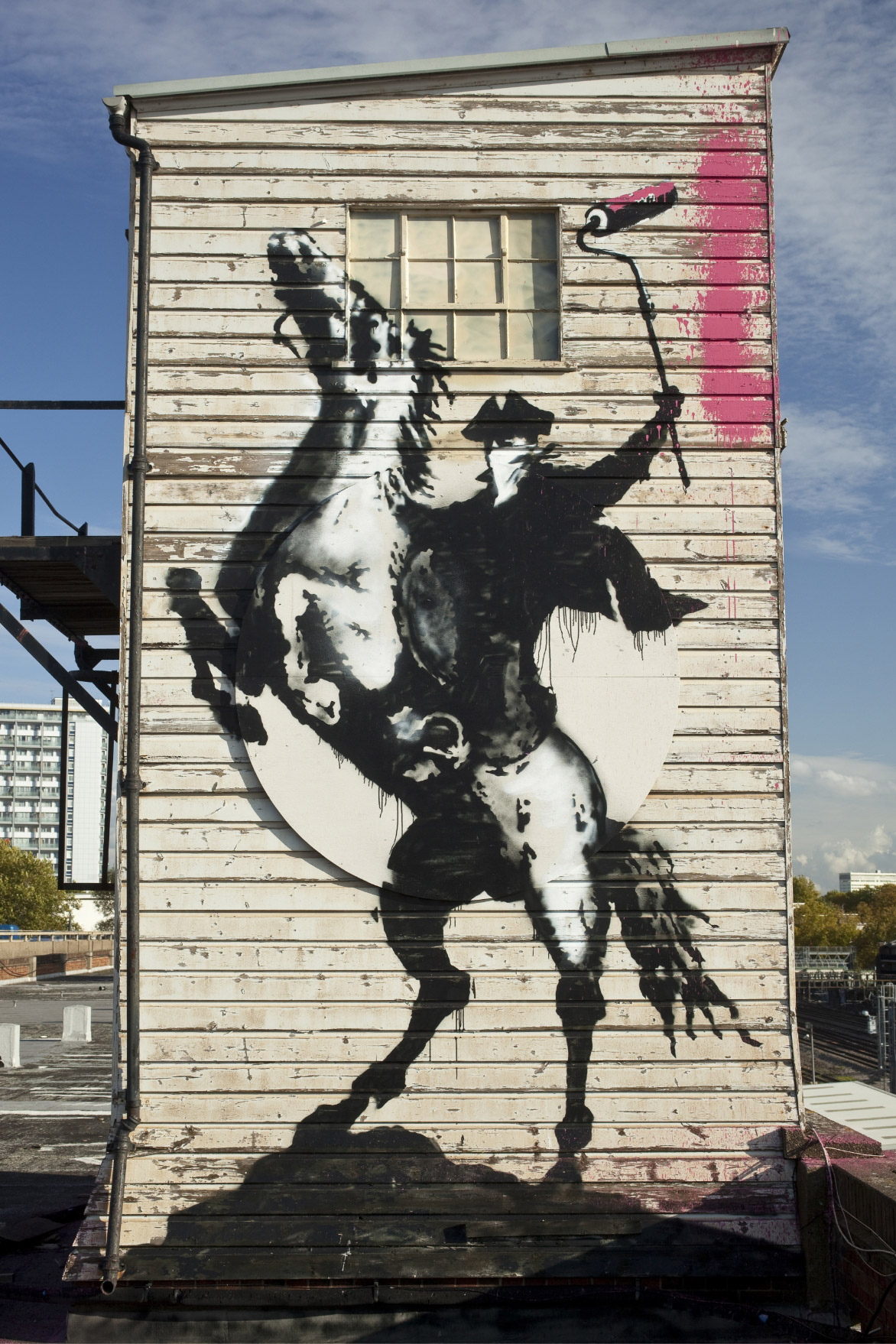 Image of Banksy's 'Highwayman' at Great Western Studios, London